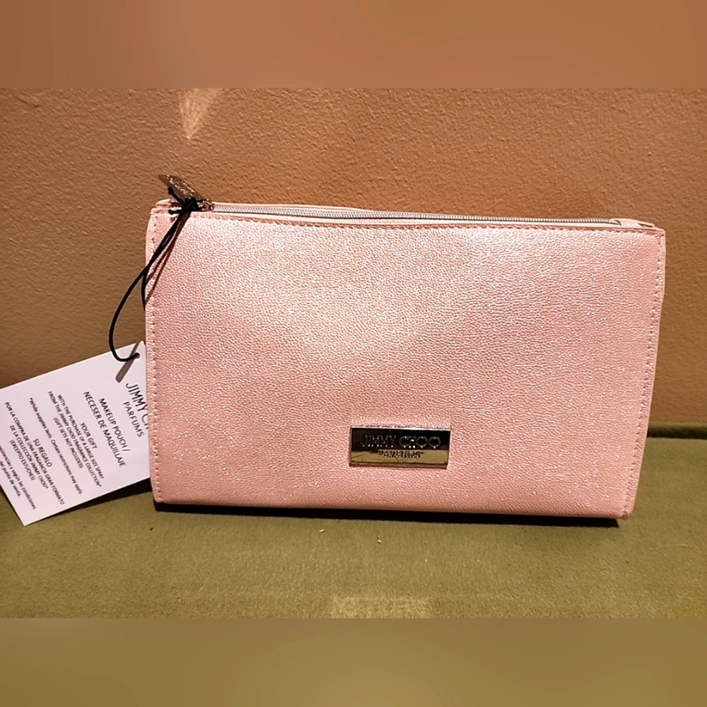 NWT Women's Jimmy Choo Parfums Pink Sparkling Makeup Pouch